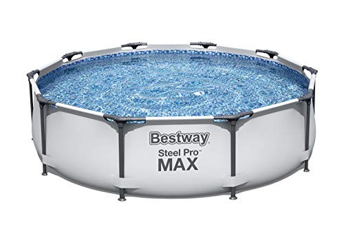 Bestway Max Steel Pro - Piscina de marco redondo con bomba de filtro, gris, 3 m, multicolor Bestway Max Steel Pro - Piscina de marco redondo con bomba de filtro, gris, 3 m, multicolor