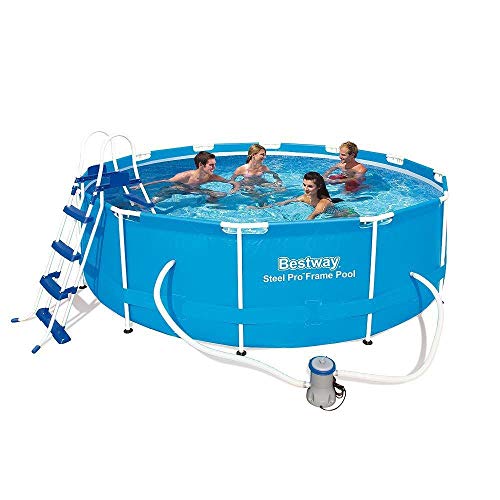 Bestway Steel Pro MAX Piscina Steel Pro Frame 366 x 100, Cap. 9.150, Bomba de Filtro 58383 (2,006 l/H), Cartucho 58094 (II), Escalera de Seguridad, Azul Bestway Steel Pro MAX Piscina Steel Pro Frame 366 x 100, Cap. 9.150, Bomba de Filtro 58383 (2,006 l/H), Cartucho 58094 (II), Escalera de Seguridad, Azul