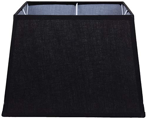 Better & Best Pantalla de lámpara de lino y algodón, cuadrada, de 28 cm, lisa, color negro