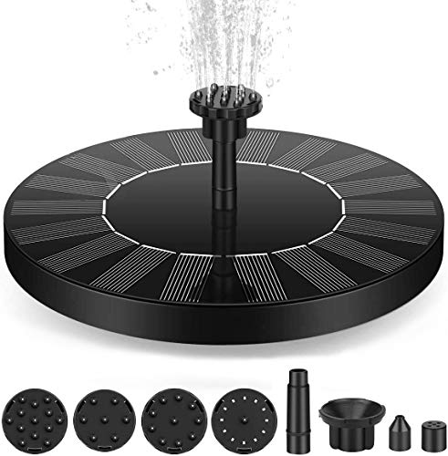 Bomba solar para fuente de agua, fuente de agua solar, 1,5 W, círculo, kit de riego solar, bomba con 6 accesorios, bomba de fuente solar para baño de pájaros, estanque pequeño, piscina, jardín