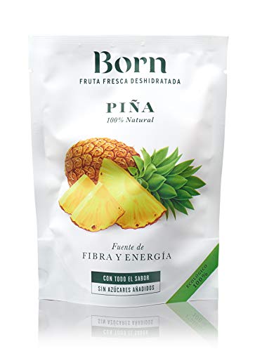 Born Piña - Fruta Deshidratada Ecológica - Vegetariano, Vegano, Paleo, sin Gluten, sin Lactosa, sin Azúcar Refinado - Doy Pack 40 G