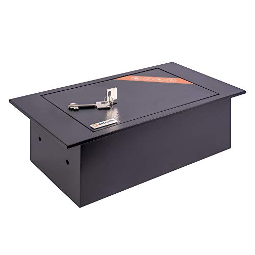 Brihard Caja fuerte de suelo con cerradura de llave de piso - 39x21x13cm caja fuerte con llave - Caja fuerte de seguridad del hogar - Caja fuerte oculta