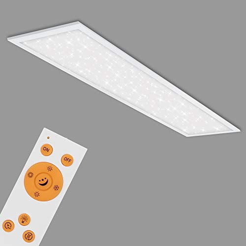 Briloner Leuchten - Panel led, lámpara de techo con decoración de estrellas, lámpara de techo regulable, control de temperatura de color (CCT) con control remoto, 36 W, 3800 lúmenes, blanco