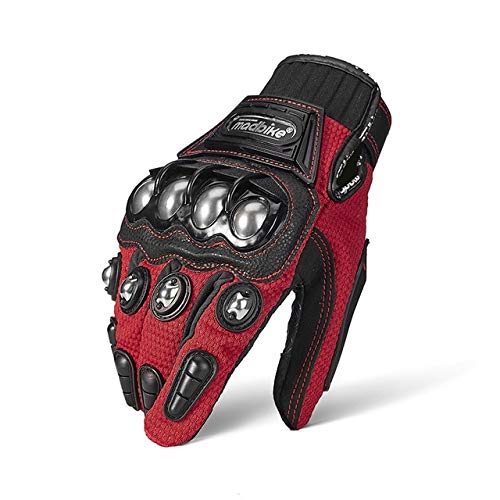 Bruce Dillon Motorcycle Gloves Summer Off-Road Motorcycle Off-Road Gloves Full Finger Motorcycle Screen Touch Cycling Racing Motorcycle Gloves - Red X XL