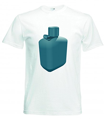 Camiseta de Botella de Camping, barandilla, contenedor, Beber, Pared, Fuego, Agua, Azul, para Hombre, Mujer, niños, 104 – 5 XL Blanco S