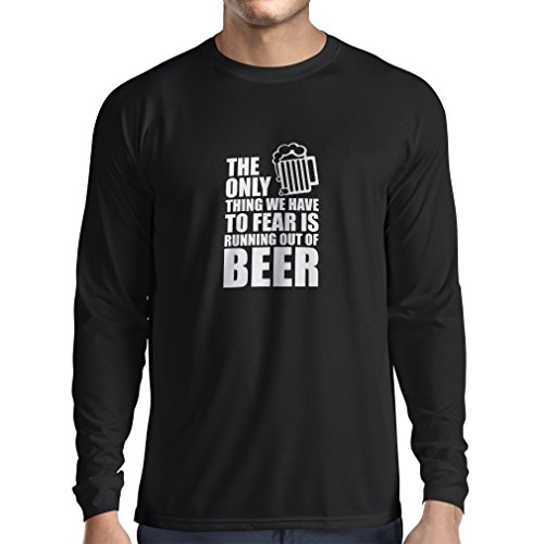 Camiseta de Manga Larga para Hombre Tener Miedo de no Tener una Cerveza - para la Fiesta, Bebiendo Camisetas (XXX-Large Negro Fluorescente)