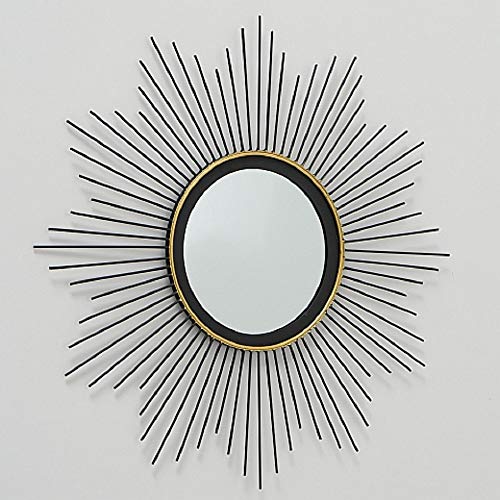 CasaJame Hogar Muebles Decoración Espejo de Pared en Forma de Sol Estilo Étnico Moderno Hierro Negro Ø 50 cm