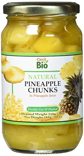 Cecil Bio - Trozos de piña natural, 350 ml (pack de 6)
