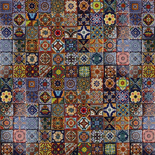 Cerames - Vivo - Azulejos decorativos de colores de la pared, mexicano, diseño de mosaico, para cuarto de baño y cocina, 5x5 cm, 120 piezas por paquete