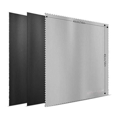 Charm & Maigc Extra Grande de Microfibra Paños de Limpieza para Todo Tipo de Screens-3 Unidades (2 Negro + 1 Gris, 40 x 40 cm)