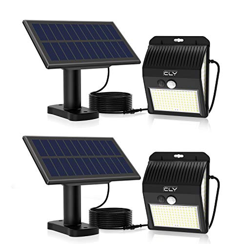 CLY Luces Solares LED Exterior Impermeable，Lámparas solares de pared con sensor de movimiento 6000K，extensión del cable de 3M， proyector para Jardín Muros Exteriore Patios Terrazas（2pcs）
