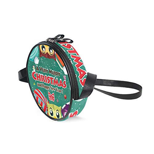 COOSUN - Bolso bandolera redondo con diseño de búhos navideños