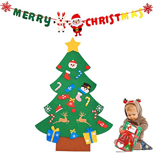 Cozywind DIY Arbol de Navidad de Fieltro con Banners Navidad Adornos Desmontables Año Nuevo Regalo para Niños (muñeco de Nieve)