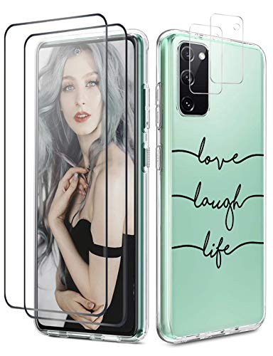 Croazhi - Carcasa compatible con Samsung 20 FE - 2 protectores de pantalla para cámara de fotos - Carcasa 20 FE 5G - Silicona transparente - Cristal templado para 20 FE 5G/4G - Antigolpes