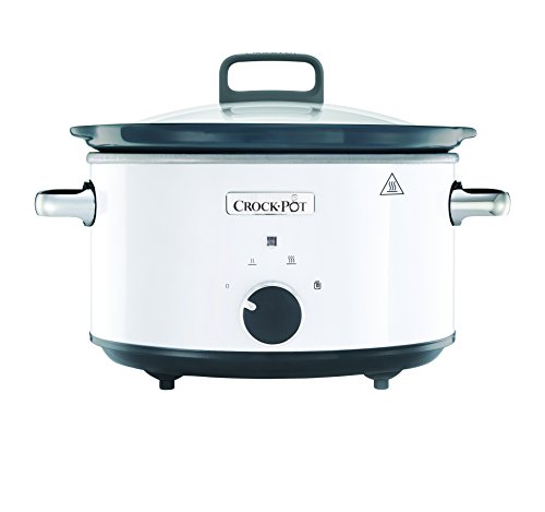 Crock-Pot CSC030X Olla de cocción lenta manual para preparar multitud de recetas, 1000 W, 3.5 litros, Acero Inoxidable, Blanco