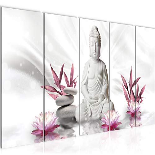 Decoración de la mesa de Buda Mural - 150 x 60 cm Vista de impresión en lienzo Salón Apartamento - listo para colgar - 011656a