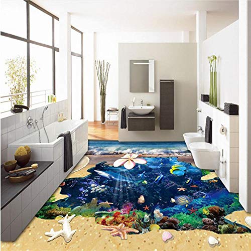 Decoración de piso grande personalizada pintura concha de estrella de mar en expansión mundo submarino 3D piso centro comercial tridimensional-Los 200 * 140cm