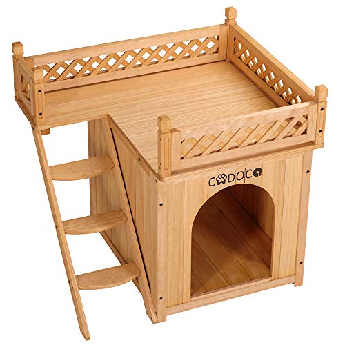 Deuba Cadoca Caseta para Perros y Gatos Perrera con terraza balcón de Madera 66x53x64cm caseta de 2 Pisos para Interior Deuba Cadoca Caseta para Perros y Gatos Perrera con terraza balcón de Madera 66x53x64cm caseta de 2 Pisos para Interior
