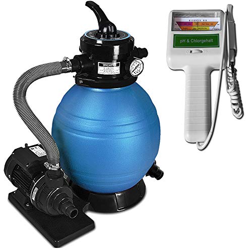 Deuba Depuradora 10.200 l/h Bomba de Filtro de Arena con válvula con 4 Funciones + medidor de Calidad de Agua para Piscina