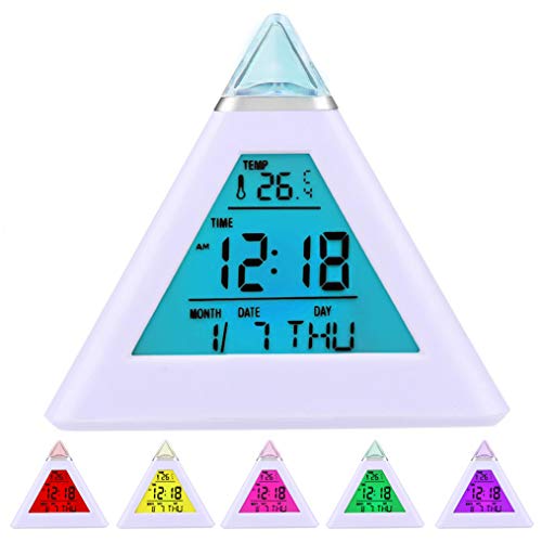 DIGIFLEX Reloj Despertador Digital piramidal 7 Colores LED