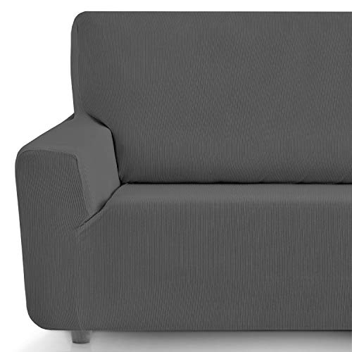 Eiffel Textile Funda Sofa Elastica Protector Adaptable Rústica Sofá, 94% Poliéster, Gris, 3 Plazas (180-240 cm)