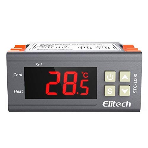 Elitech STC-1000 Mini Digital Controlador de Temperatura Termostato: Doble Reles 220v Termostato con 2m NTC Sonda, para Nevera Refrigeración y Caldera Calefacción, Temperatura Calibración Automática✩Garantía de 12 meses✩