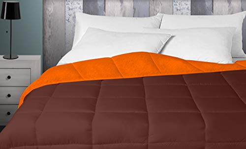 Energy Colors Textil - Hogar - Oshawa - Relleno Nórdico 400 gr Reversible Liso Tacto Pluma Otoño/Invierno (Naranja - Marrón, 150_x_220_cm) Cama 90