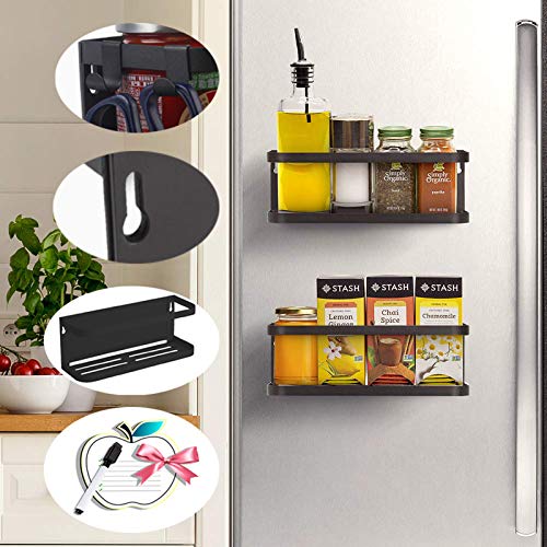 Estante organizador pared magnético para refrigerador estante almacenamiento especias estante lateral pared para refrigerador gancho tornillo para instalar en la pared del refrigerador (2 unidades) Estante organizador pared magnético para refrigerador estante almacenamiento especias estante lateral pared para refrigerador gancho tornillo para instalar en la pared del refrigerador (2 unidades)