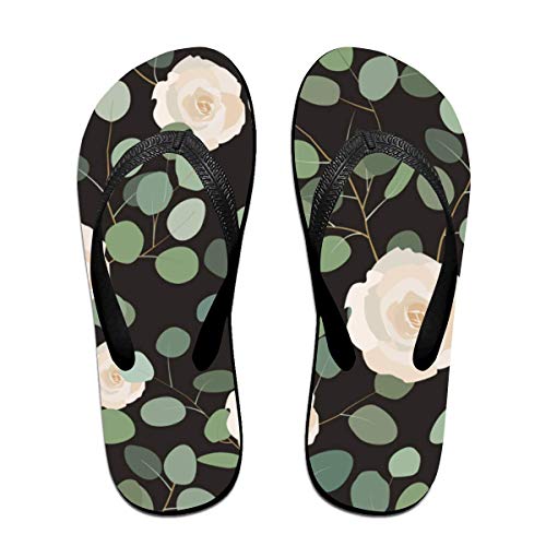 Eucalipto y Rosas Unisex Adultos Chanclas Informales Sandalia Zapatillas de Fiesta en la Piscina Pisos de baño Zapatos de Diapositivas con Punta Abierta M