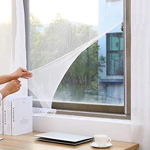 Faburo Malla mosquitera Standard para ventanas con parche de 3 piezas y herramienta de fijación, 1,3 m x 1,5 m, color blanco