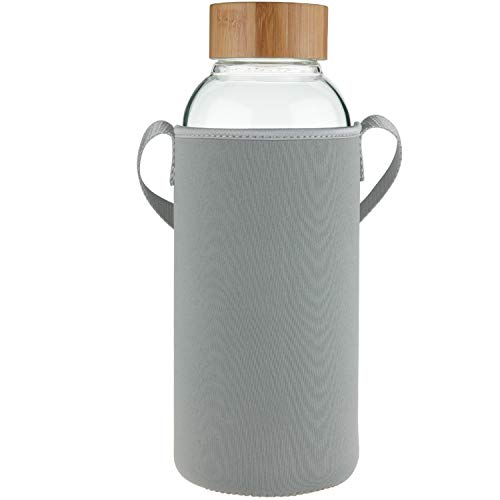 Ferexer Botella de Agua de Cristal con Tapa de bambú Funda de Neopreno 1500 ml, 1,5 L Ferexer Botella de Agua de Cristal con Tapa de bambú Funda de Neopreno 1500 ml, 1,5 L