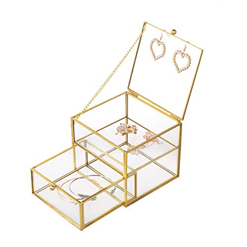 Feyarl - Caja decorativa para cajón, diseño de flores, color dorado