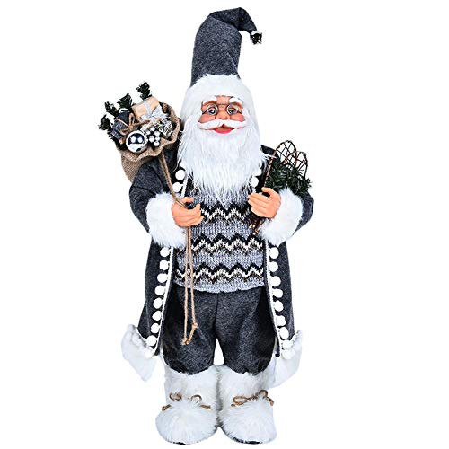 Figura de Papá Noel de pie, 12 pulgadas, color gris Figura de Papá Noel de pie, 12 pulgadas, color gris