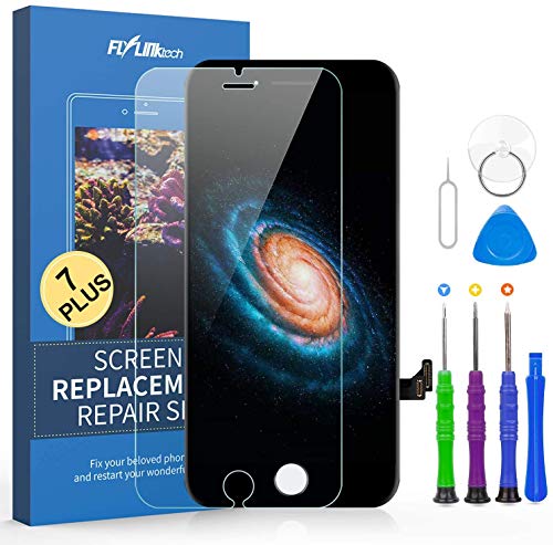FLYLINKTECH Pantalla Táctil LCD Reemplazo para iPhone 7 Plus Negro 5.5" Contiene Herramientas + película de Vidrio Templado - Negro FLYLINKTECH Pantalla Táctil LCD Reemplazo para iPhone 7 Plus Negro 5.5" Contiene Herramientas + película de Vidrio Templado - Negro