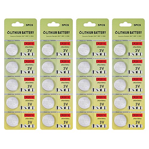Fortune CR2016 3V Lithium Battery,Electronic Button Cell batteries for Toys Calculators Watches Led Light Candles (20 pcs)