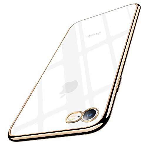 Funda iPhone 7, Funda iPhone 8, Joyguard Funda para iPhone 7/8 Transparente Cristal Silicona Suave Delgado Flexible TPU con Parachoques de Efecto Metálico Carcasa iPhone 7/8-4.7 Pulgadas - Oro Funda iPhone 7, Funda iPhone 8, Joyguard Funda para iPhone 7/8 Transparente Cristal Silicona Suave Delgado Flexible TPU con Parachoques de Efecto Metálico Carcasa iPhone 7/8-4.7 Pulgadas - Oro