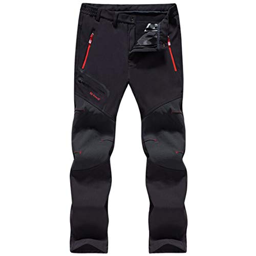 Gaga city Pantalones de Trekking Impermeables Softshell Hombre Invierno Mujer Pantalones de Montaña Transpirable Fleece Lined Pantalon Escalada Senderismo Aire Libre Pantalon Hombre/negro/4XL-185/86A