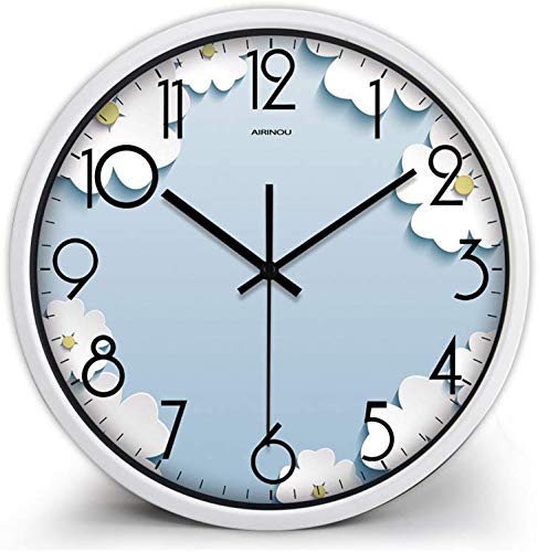 GFF Tienda Reloj de Pared Azul, Dormitorio Jardín Oficina Aula Tienda de Regalos Restaurante Parque Infantil Reloj de Pared Reloj de Pared de Metal 30.5-40.5CM Decora el Lugar de la Vida (Color: