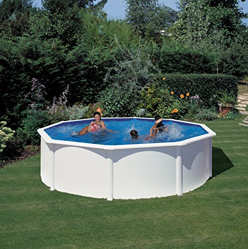Gre KIT460ECO Fidji - Piscina Elevada Redonda, Aspecto Acero Blanco, 460 x 120 cm Gre KIT460ECO Fidji - Piscina Elevada Redonda, Aspecto Acero Blanco, 460 x 120 cm
