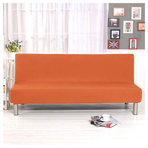 GUOCU Funda para Sofá Sin Brazos, Color Sólido, 3 Plazas Funda Sofa Elastica Modernas Fundas De Sofa Ajustables, Protector De Futón, Funda Plegable para Sofá O Futón,Naranja,L