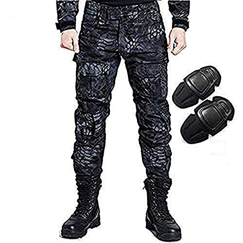 H Welt EU - Pantalones militares del ejército táctico, para airsoft o paintball, pantalones de lucha para hombre con rodilleras, color negro, tamaño xx-large