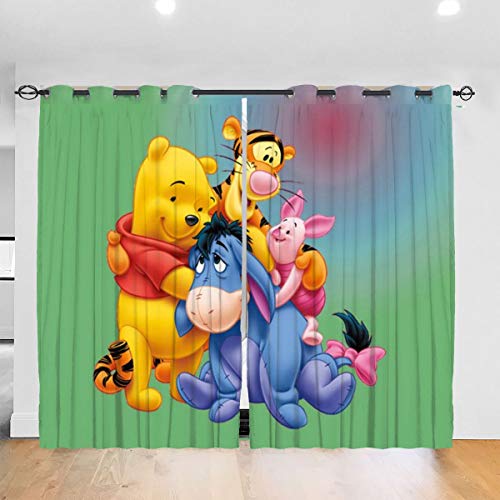 HADIHADI Winnie Pooh Cortina opaca con aislamiento superior para dormitorio, sala de estar, habitación de los niños de 52 x 84 pulgadas, 2 paneles