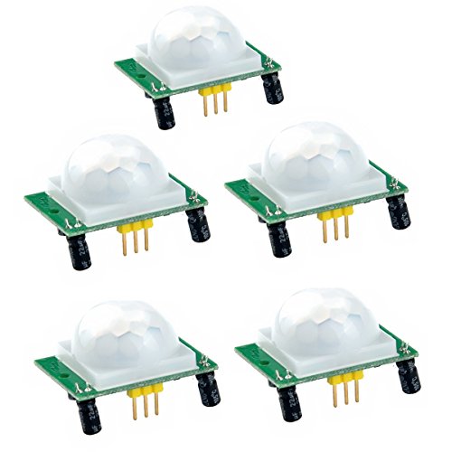 HC-SR501 Pyroelectric Módulo Sensor de Movimiento Infrarrojo PIR, SeeKool 5pcs Módulo Sensor de Movimiento para Arduino UNO R3 Mega 2560 Nano Raspberry pi KY65