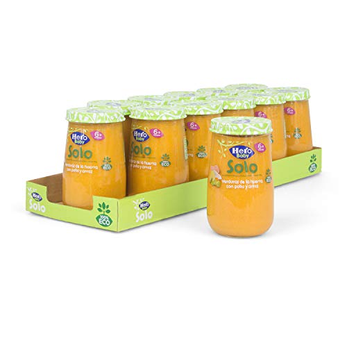 Hero Solo - Tarrito Eco de Verduras de la Huerta, Pollo y Arroz para Bebés a Partir de los 6 Meses - Pack de 12 x 190 g