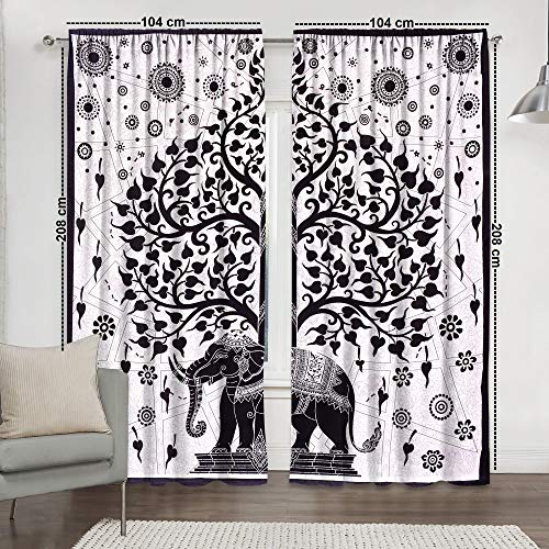hogar ventana cortinas indias juego de 2 paneles de balcón transparente y cenefa dormitorio hecho a mano divisor de habitación de algodón bohemio cortina de mandala