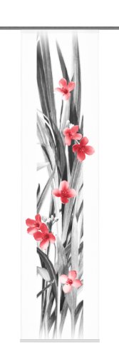 Home Fashion 87740 – 707 Decorativa Iowa – Panel japonés con impresión Digital Panel rieles y sujeciones, 245 x 60 cm, diseño de Flores, Color Rojo