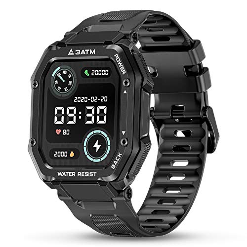 HopoFit Smartwatch, Reloj Inteligente Hombre Mujer, Reloj Pantalla Táctil Impermeable con Deportivo 20 Modos Monitor de Sueño Pulsómetro Podómetro Pulsera Actividad Inteligente para Android iOS(negro)