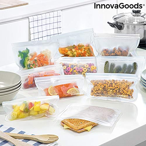 InnovaGoods Set Reutilizables para Alimentos Freco 10 Piezas, 5 Bolsas de 21,5 x 12 cm y 5 Bolsas de 21,5 x 18 cm