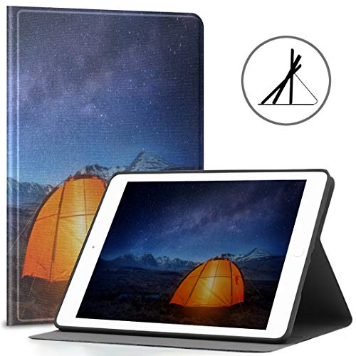 iPad 9.7 Estuche y Carpa Carpa Brilla bajo el Cielo Nocturno Lleno de Estrellas 2018/2017 iPad 5ta / 6ta generación 9.7 Inch Protective Girl iPad Case También Cabe iPad Air 2 / iPad Air Auto Wake/s