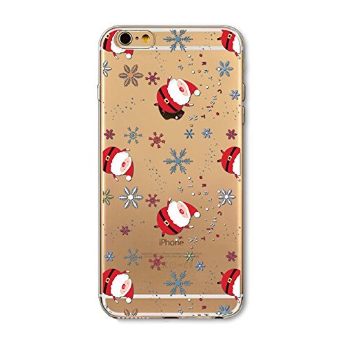 iPhone 8 Plus Funda Navidad, iPhone 7 Plus Carcasa Silicona Trasparente Suave Slim Christmas Gel TPU Cover para iPhone 7 Plus iPhone 8 Plus (5.5 Inch) Delgado Goma Case Linda Santa Nieve de Navidad